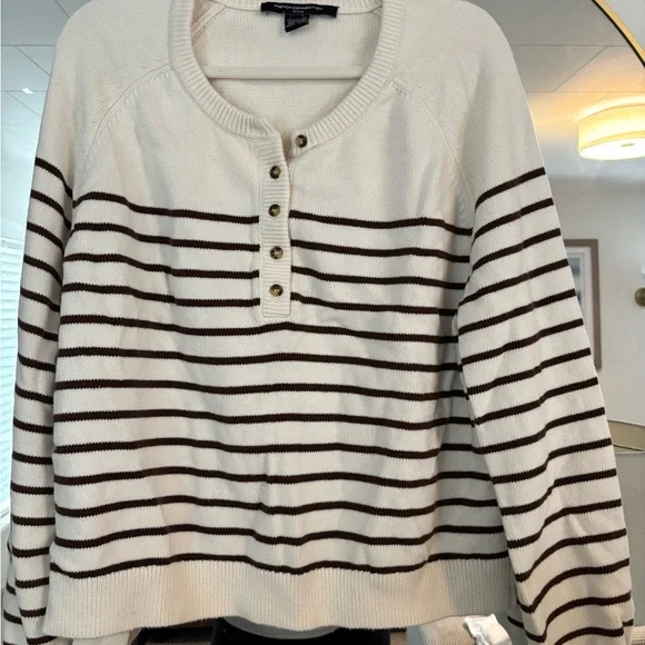 French Connection Cream Button-Up Knit Cardigan - Picture 1 of 2